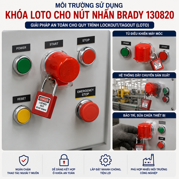 Môi trường sử dụng khóa loto cho nút nhấn Brady 130820