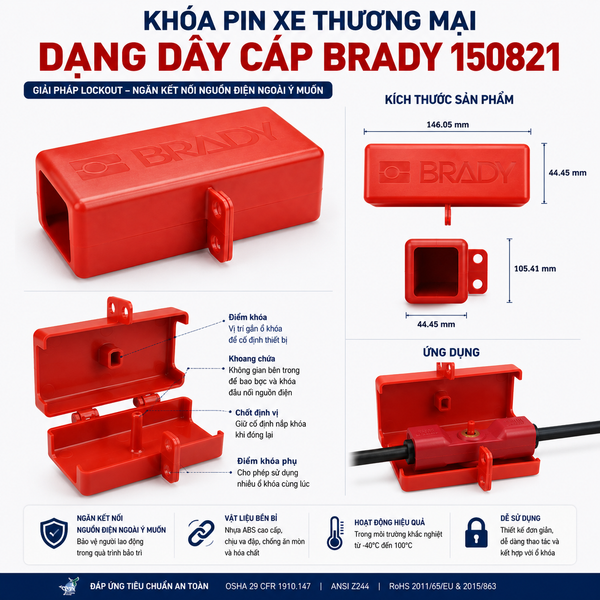Khóa Pin Xe Thương Mại Dạng Dây Cáp Brady 150821