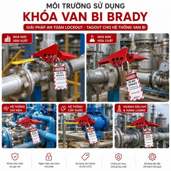 Môi trường sử dụng khóa van bi Brady