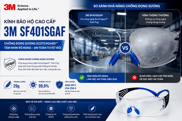Kính bảo hộ 3M SecureFit™ SF401SGAF chống đọng sương