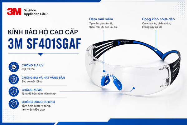 Kính bảo hộ 3M SecureFit™ SF401SGAF chính hãng