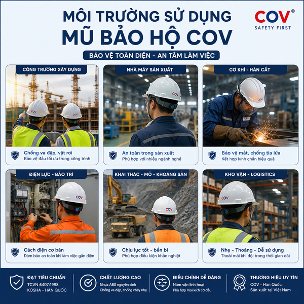 Môi trường sử dụng mũ bảo hộ COV