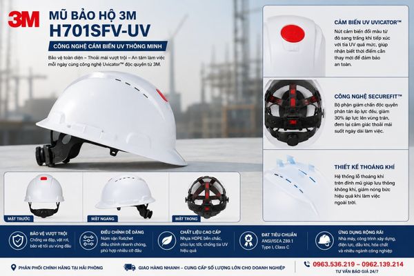 Mũ bảo hộ 3M H701SFV-UV chính hãng