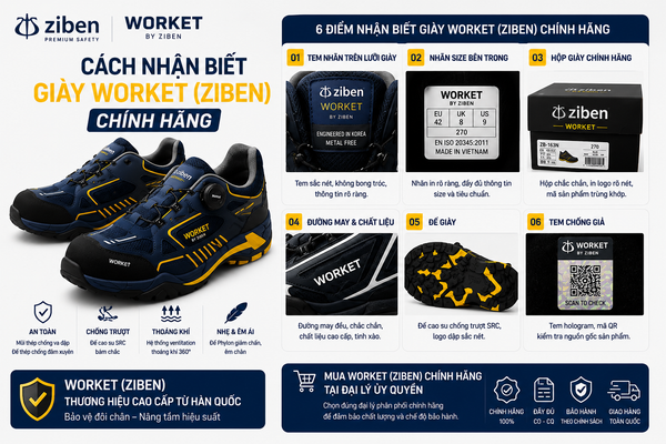 Cách nhận biết giày Worket (Ziben) chính hãng