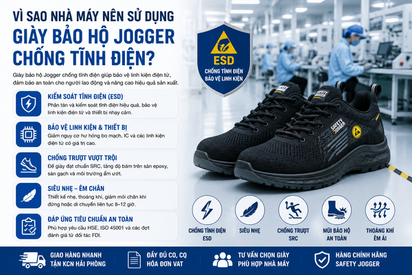 Vì sao nhà máy khu công nghiệp cần sử dụng giày chống tĩnh điện