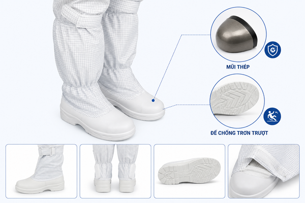 Ủng phòng sạch mũi sắt chống tĩnh điện