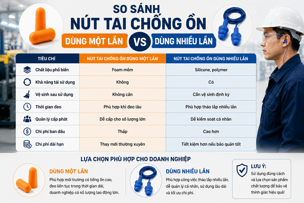 So sánh nút tai chống ồn dùng một lần và dùng nhiều lần