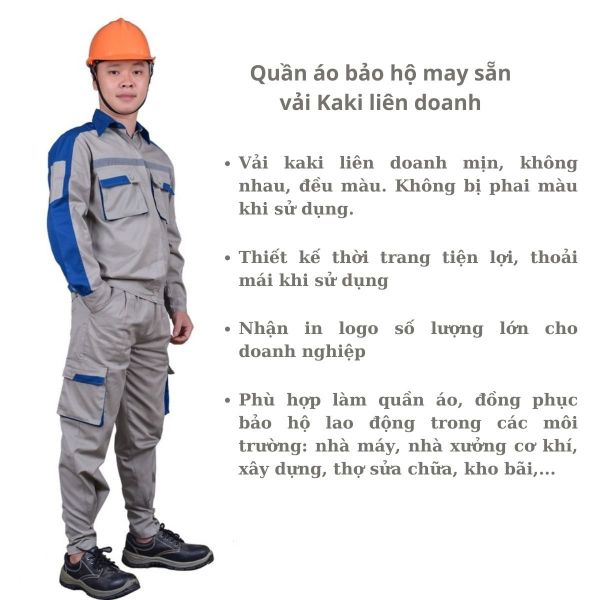 Quần áo, đồng phục bảo hộ may sẵn vải Kaki liên doanh