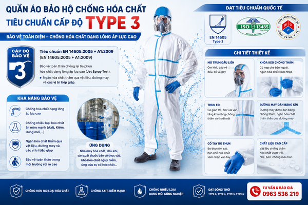 quần áo chống hóa chất Type 3