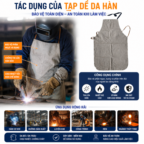 Tác dụng của tạp dề da thợ hàn