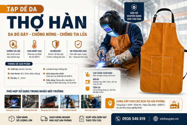 Tạp dền da thợ hàn chịu nhiệt chống cháy
