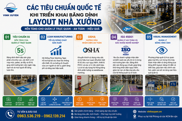 Các tiêu chuẩn quốc tế đối với băng dính layout nhà xưởng