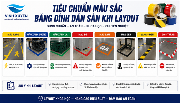 Tiêu chuẩn băng dinh layout dán sàn công nghiệp