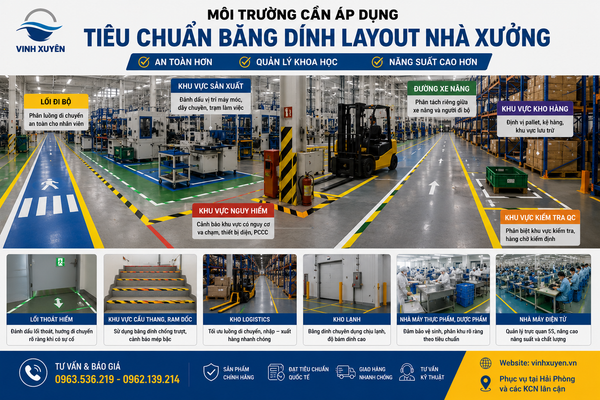 Các môi trường cần áp dụng tiêu chuẩn băng dính layout nhà xưởng