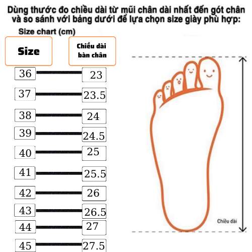 Hướng dẫn đo size giày Subaru SB1105