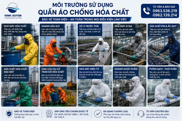 Môi trường cần sử dụng quần áo chống hóa chất chính hãng