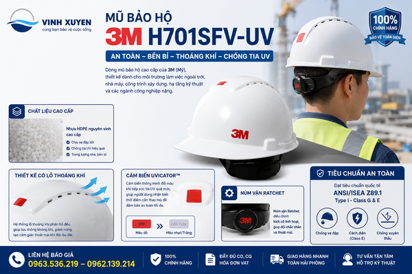 Mũ bảo hộ 3M H701SFV-UV có cảm biến UV