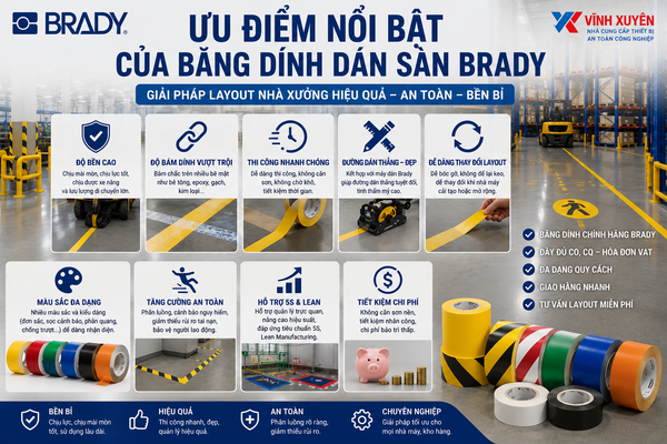 Ưu điểm của băng dính dán sàn Brady chính hãng