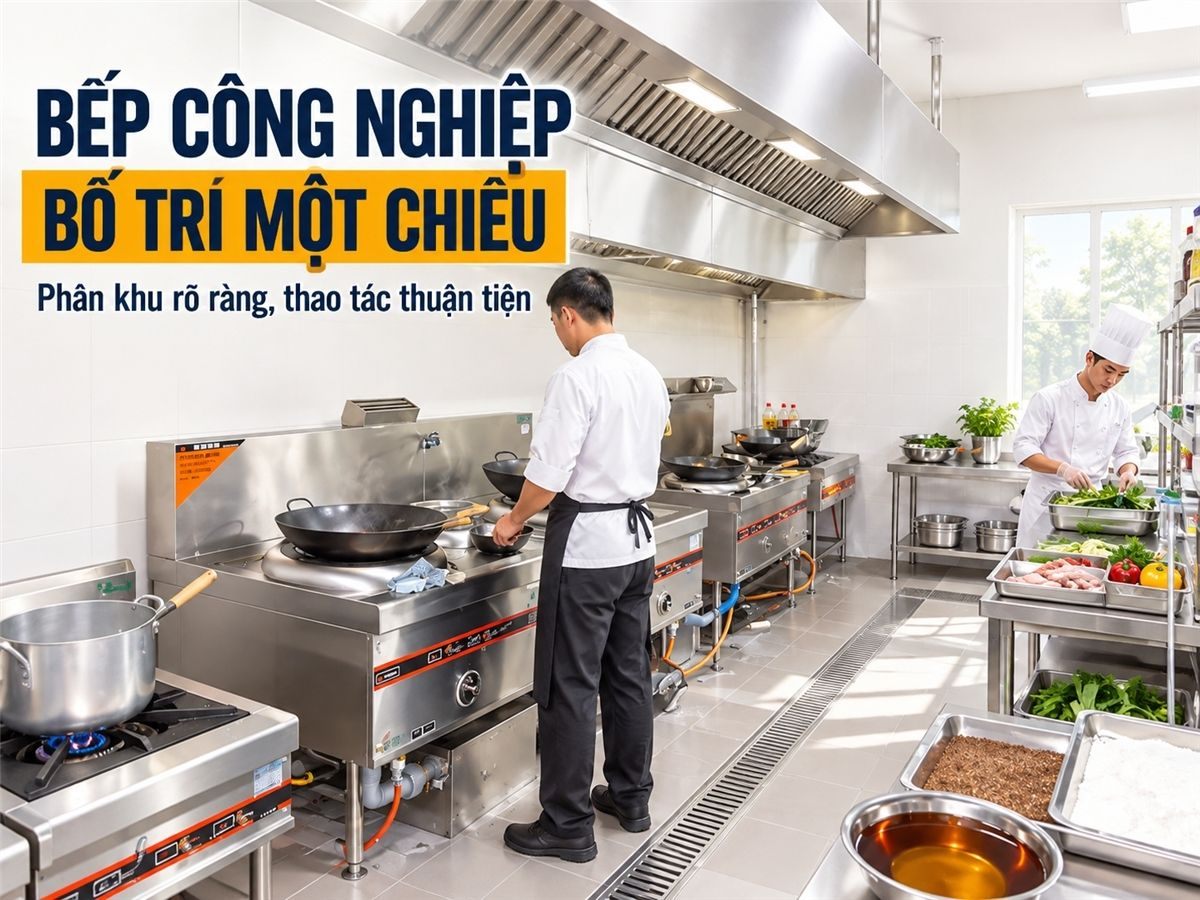 Mô hình bếp công nghiệp chuẩn cho nhà hàng khách sạn cực chuẩn