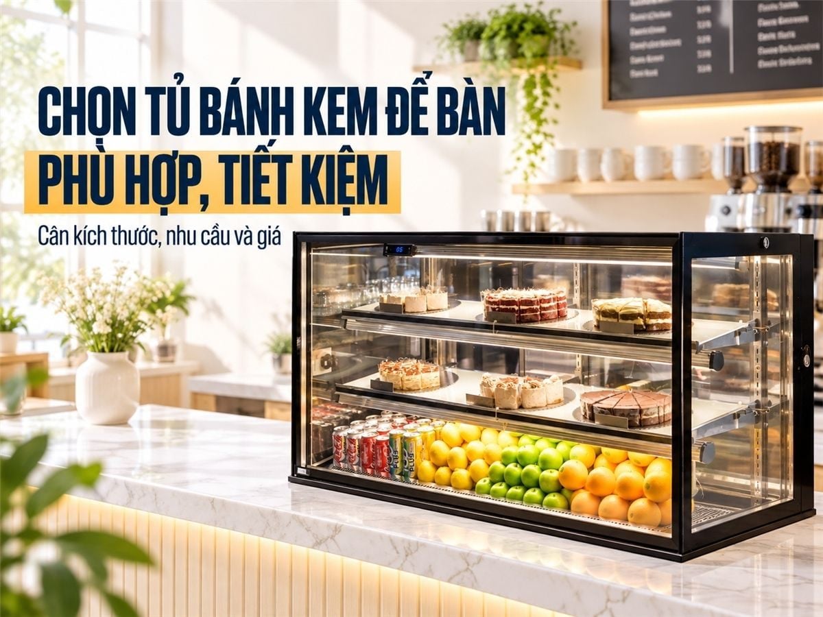 Kinh nghiệm chọn mua tủ bánh kem để bàn tiết kiệm và hiệu quả