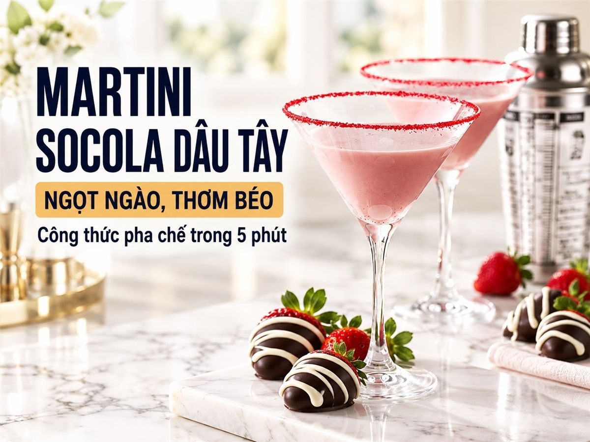 Cách pha chế Martini socola dâu tây thơm ngon chỉ với 5 phút