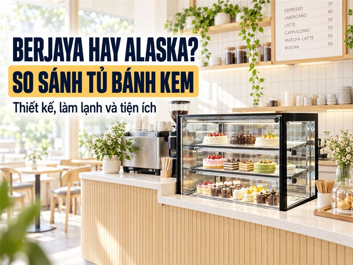 So sánh tủ trưng bày bánh kem Berjaya và Alaska chính xác nhất