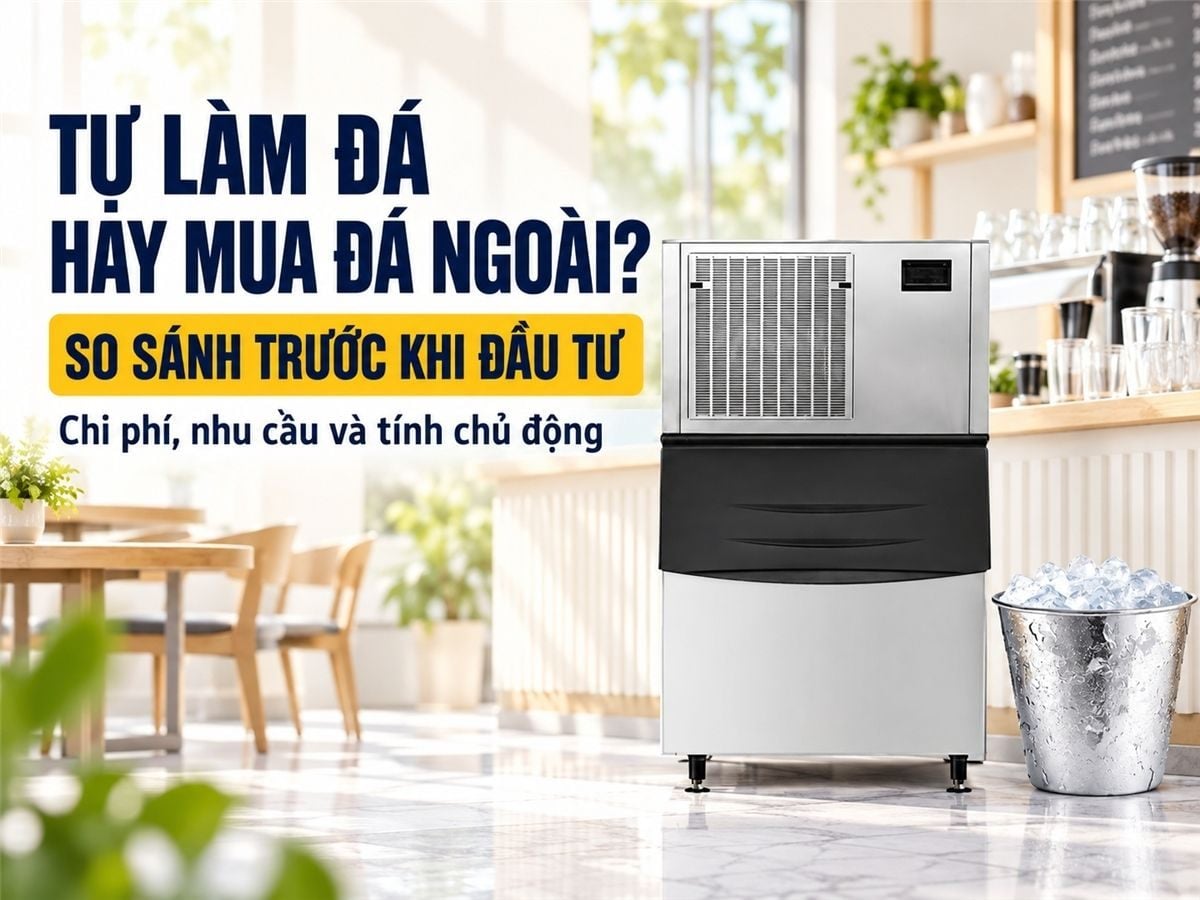Máy Làm Đá Sạch Hay Mua Đá Ngoài? So Sánh Chi Phí & Lợi Ích Để Chọn Giải Pháp Tối Ưu Cho Quán F&B