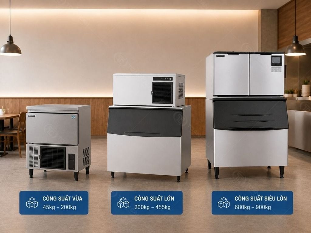 Máy làm đá công nghiệp công suất vừa và lớn cho trung tâm tiệc cưới