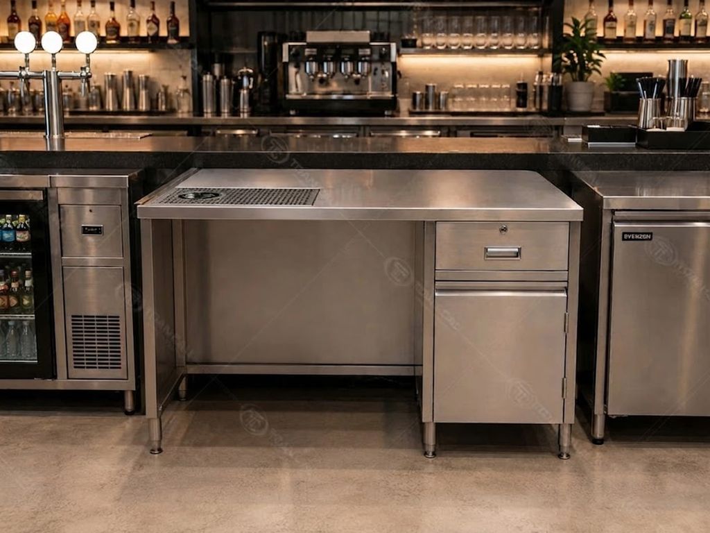 Hình ảnh phối cảnh không gian bàn quầy ngăn kéo 1m5