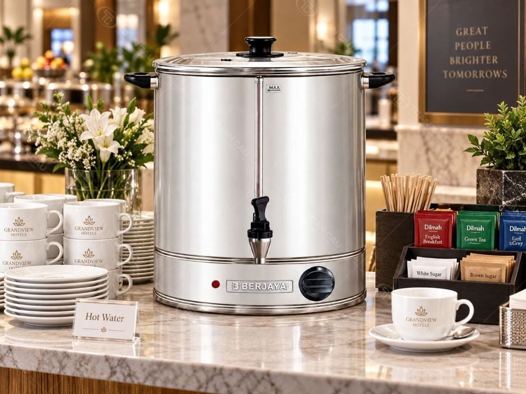 Bình đun nước Berjaya WU-CH-50L tại quầy buffet