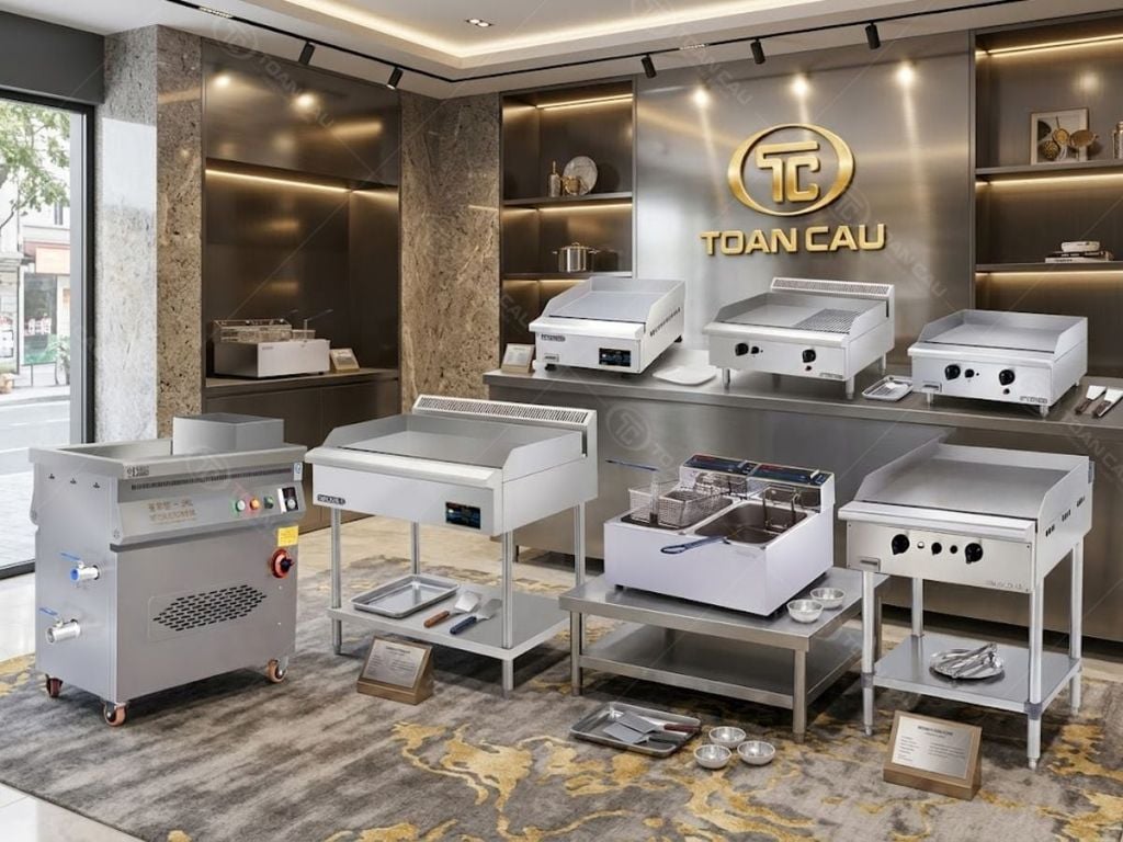 Khu trưng bày bếp chiên công nghiệp tại Bếp Toàn Cầu