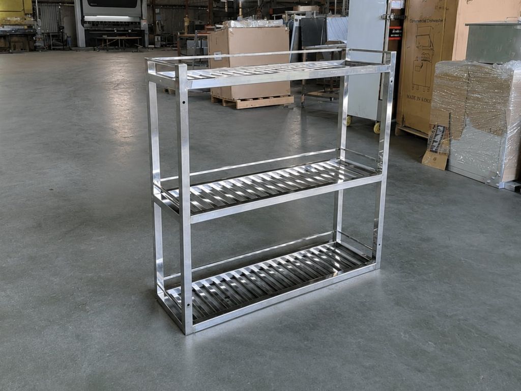 Giá inox 3 tầng nan treo tường TC-GTT03 bên trái