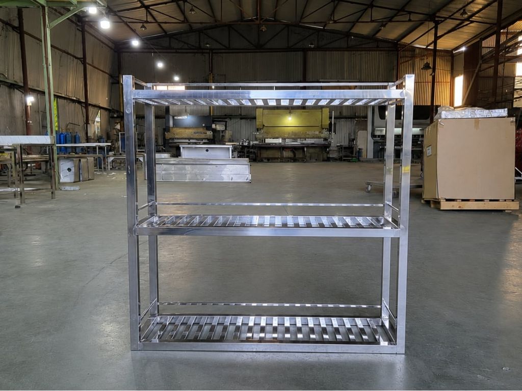 Giá inox 3 tầng nan treo tường TC-GTT03 trực diện
