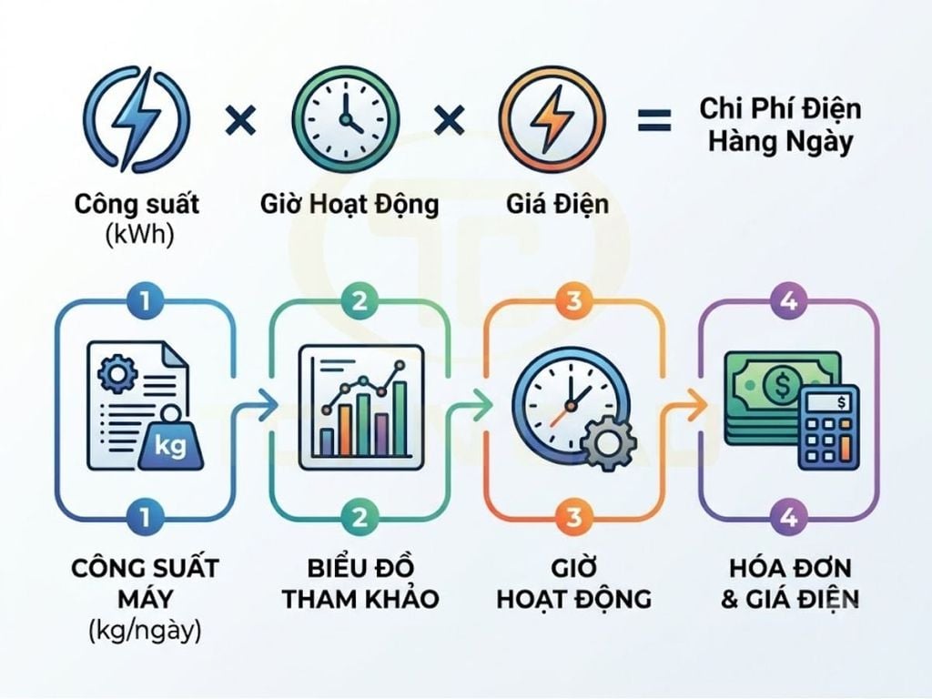 Công thức tính chi phí điện máy làm đá công nghiệp