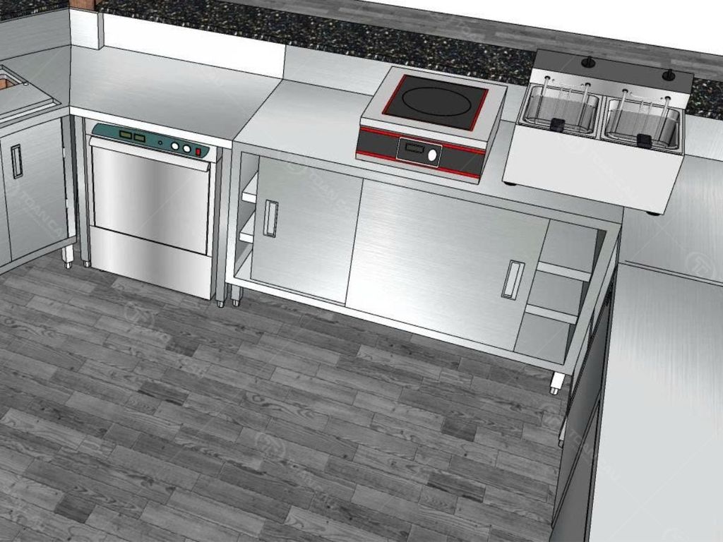 Hình ảnh minh hoạ bàn tủ inox cửa lùa TC-BTL02