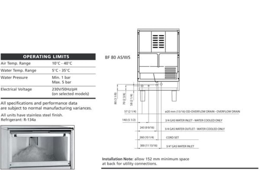 kết cấu máy làm đá vảy Bar Line Scotsman BF80 GB