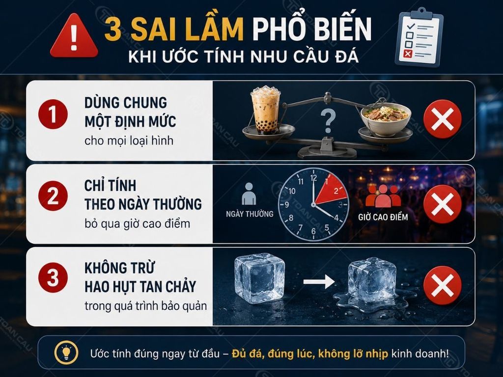 Sai lầm thường gặp khi ước tính nhu cầu đá viên mỗi ngày