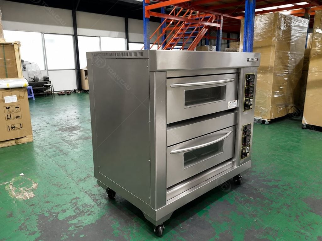 Lò nướng bánh 2 tầng 4 khay BERJAYA BJY-E13KW-2BDD nghiêng trái trước