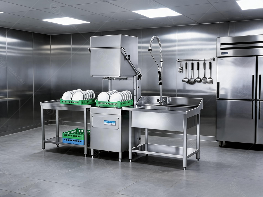 Máy rửa bát cửa sập công nghiệp phù hợp nhà hàng dưới 100 khách