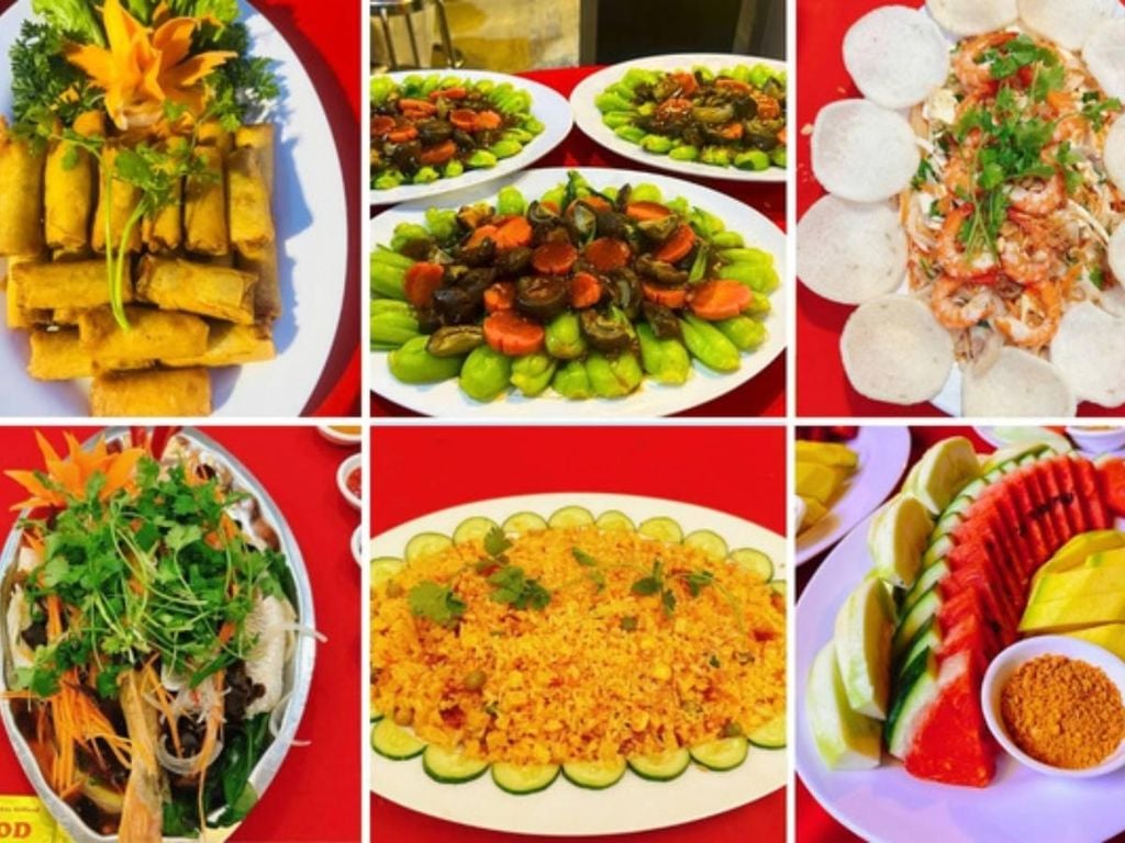 thực đơn nhà hàng tiệc cưới 6 món