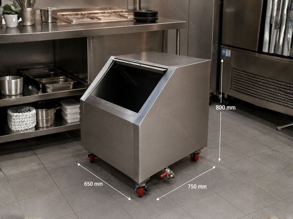 Thùng đá inox cửa mở TC-TDCM3 trong không gian bếp