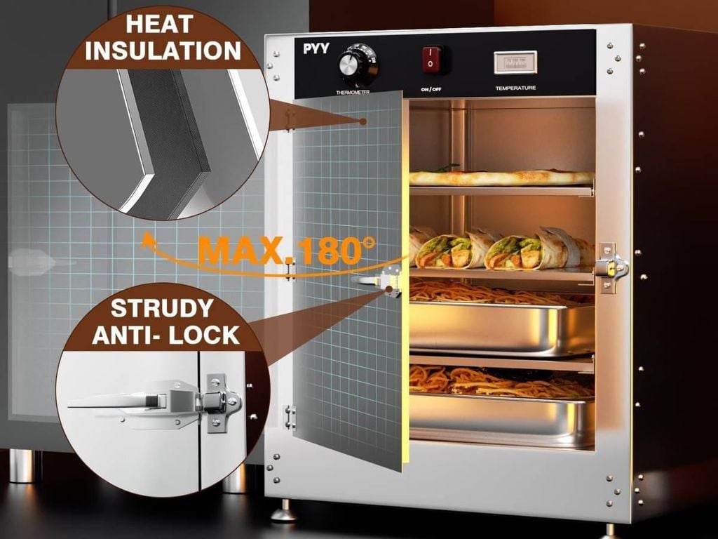 kiểm tra nhiệt độ trên tủ giữ nóng thức ăn
