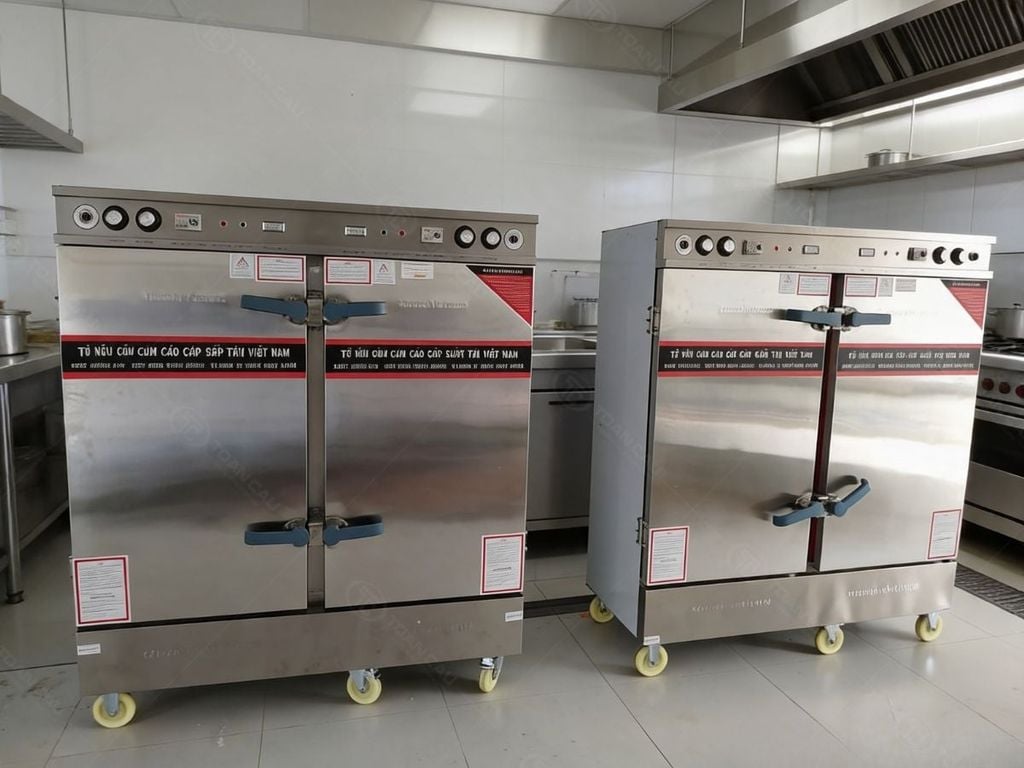 Tủ cơm 24 khay sử dụng trong các khu bếp ăn tập thể trường học bệnh viện