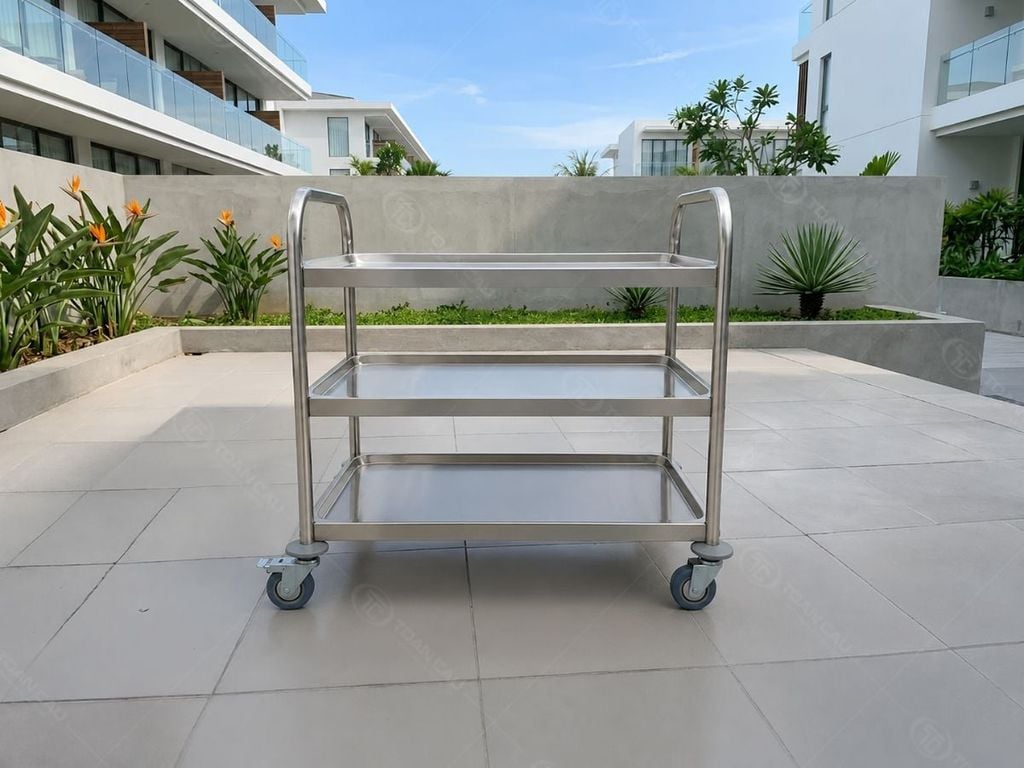 Xe đẩy inox 3 tầng TC-XD03 thực tế