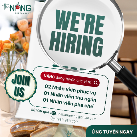 THE NẮNG RESTAURANT TUYỂN DỤNG NHÂN VIÊN (FULL-TIME)