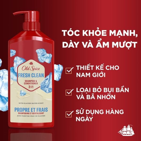 Dầu gội & xả cho nam 2 trong 1 Old Spice Fresh Clean