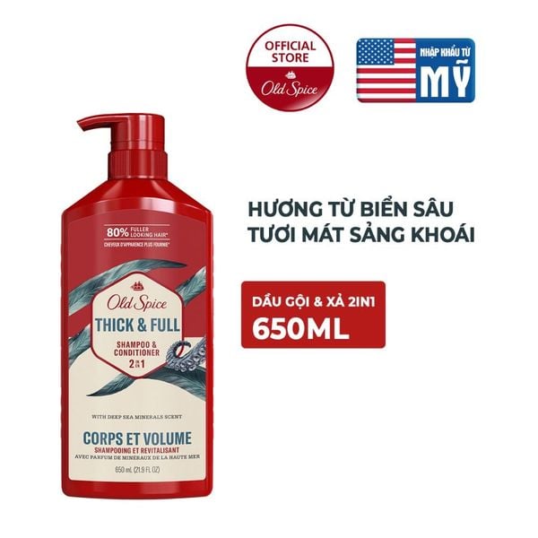 Dầu gội và xả cho nam 2 trong 1 old spice thick & full