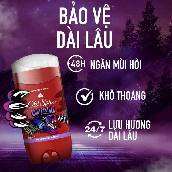 Sáp khử mùi Old Spice Night Panther 85g (sáp xanh)