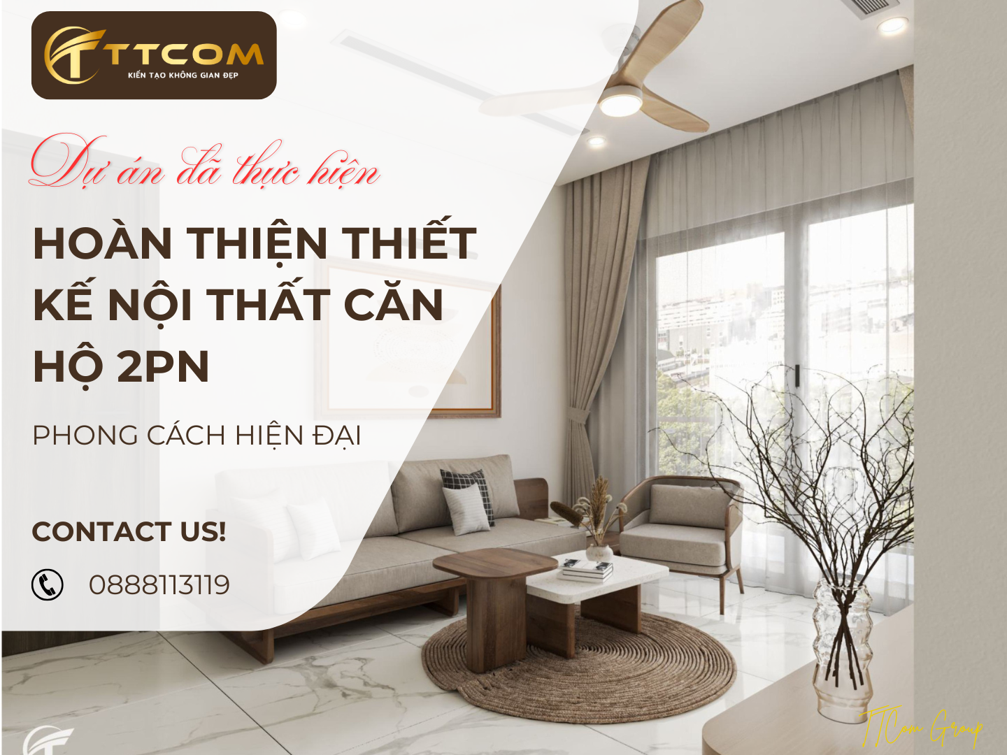 THIẾT KẾ CĂN HỘ 2 PHÒNG NGỦ HIỆN ĐẠI, TỐI GIẢN TẠI QUẬN 9