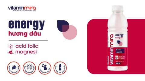 Nước uống bổ sung Vitamin Mira Energy Hương Dâu - NĂNG LƯỢNG TOÀN DIỆN TRONG NGÀY